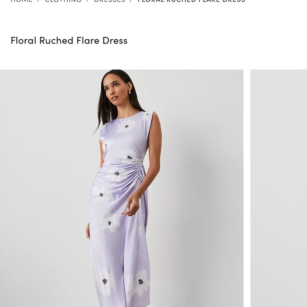 Ann Taylor Purple Ruched Flared Maxi Dress